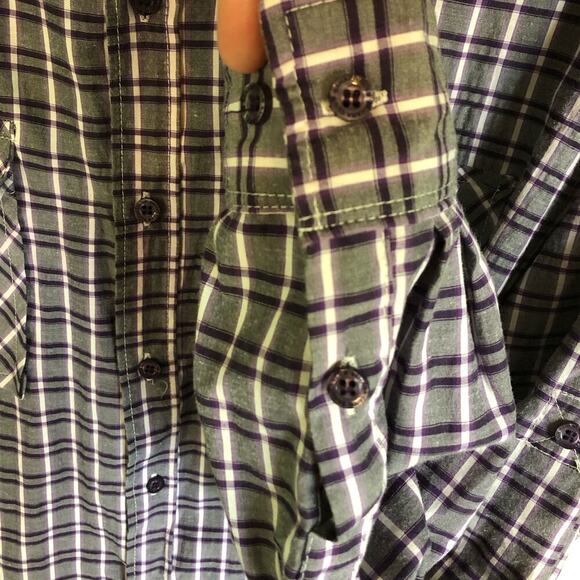 Sahara Club Men's Size Large Purple Plaid Long Sleeve Button Down Shirt Pockets - Picture 5 of 6